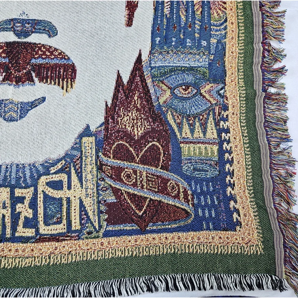 Y2K Carlos Santana Throw Blanket Corazon Tour 2014 Woven Made USA Concert Rare